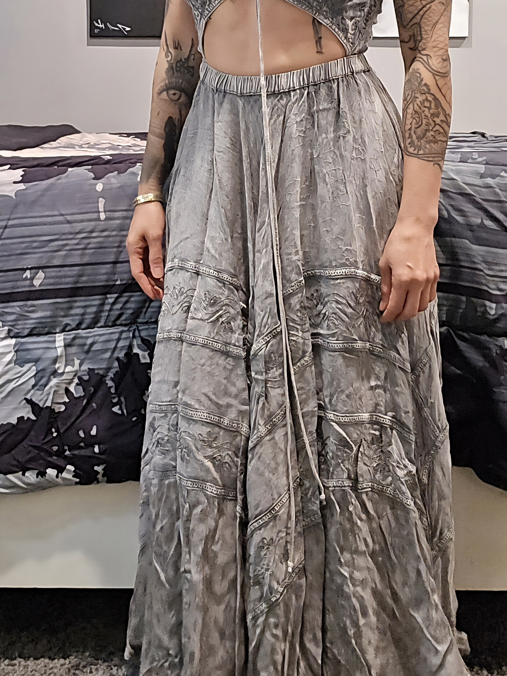 Advance Apparels Gray Tiered Maxi Dress